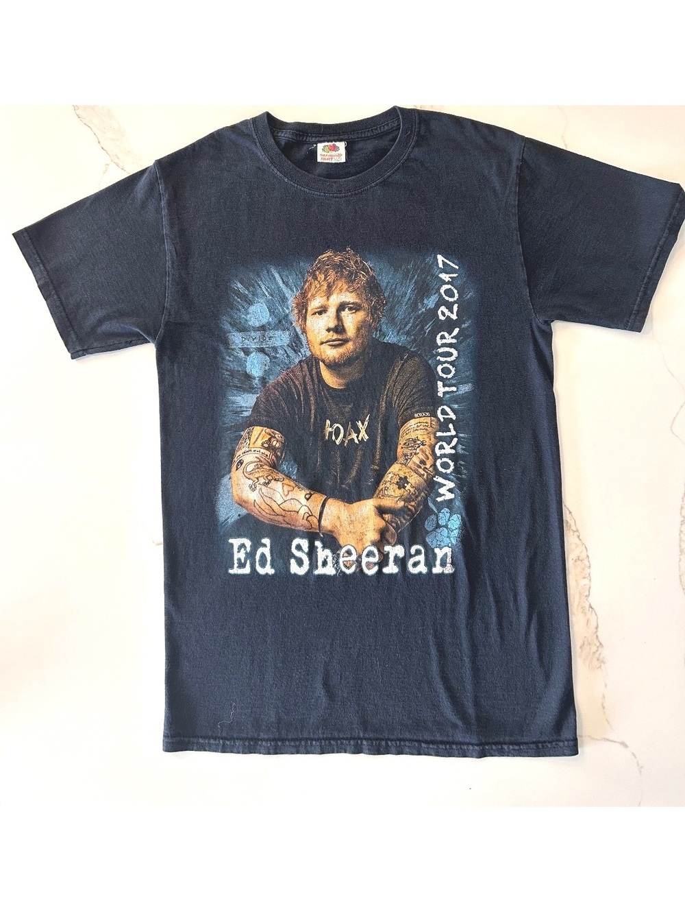 Ed Sheeran World Tour 2017 Black Graphic T-Shirt Fruit of the Loom Heavy Cotton